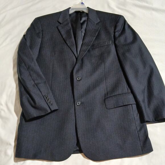 Jos A Bank Signature Collection 42R !00% Wool Navy 2 Color Stripe Men's Blazer - Picture 3 of 12